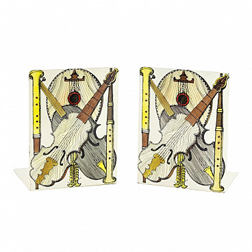 Pair of bookends in metal by Piero Fornasetti, 60s