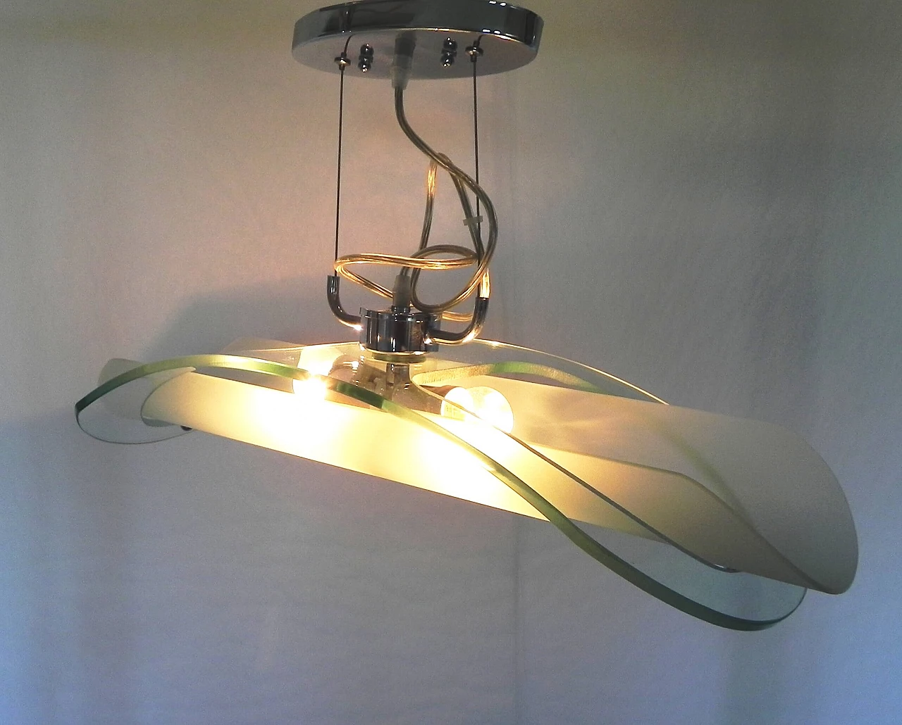 Lampadario con doppio vetro di Doge Luce, anni '90 1244660