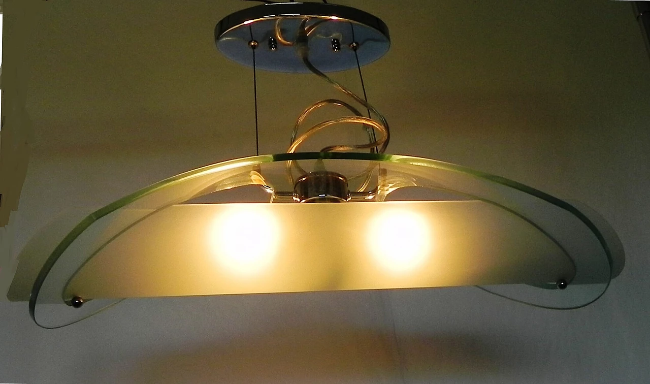 Lampadario con doppio vetro di Doge Luce, anni '90 1244662