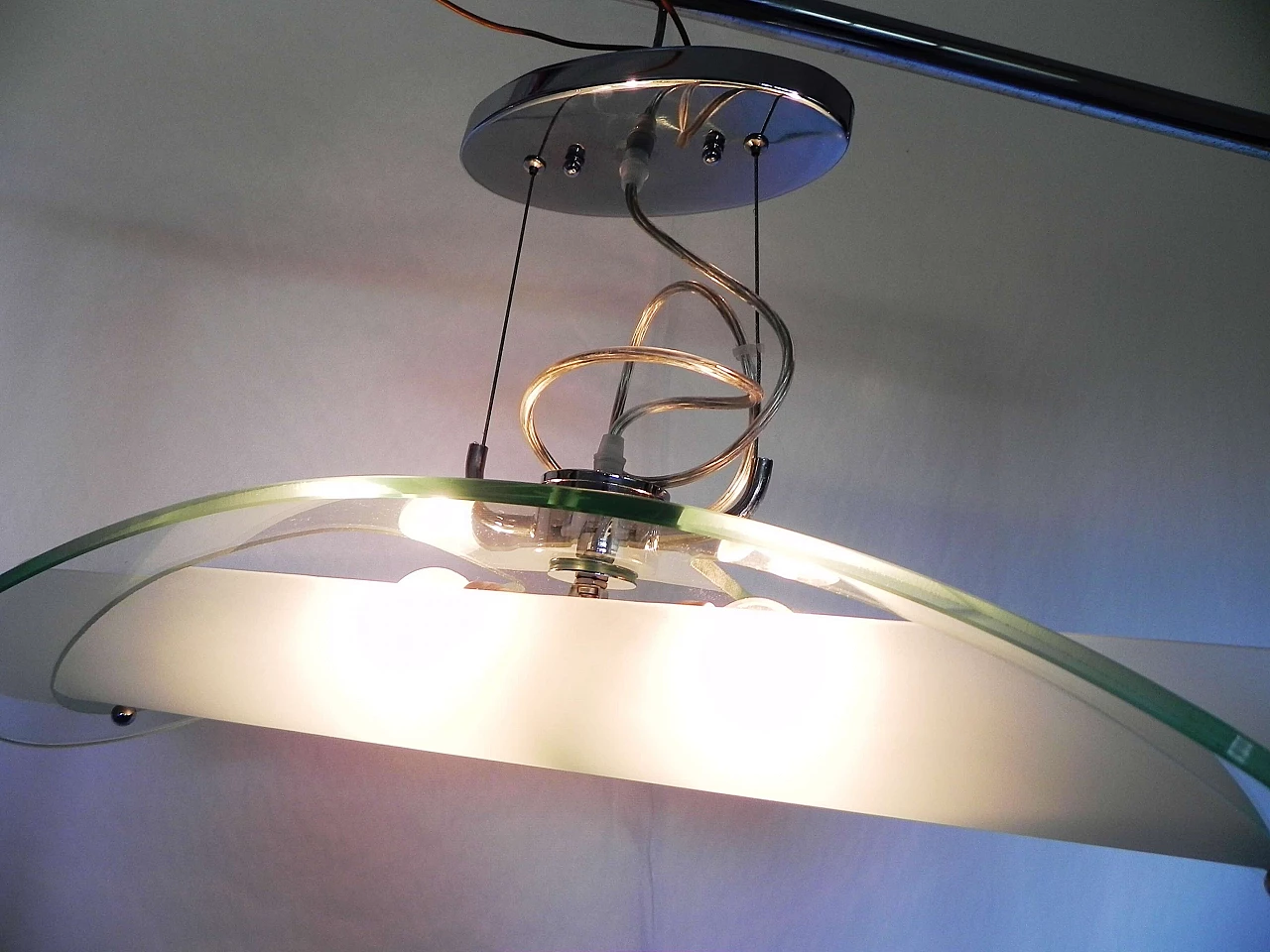 Lampadario con doppio vetro di Doge Luce, anni '90 1244675