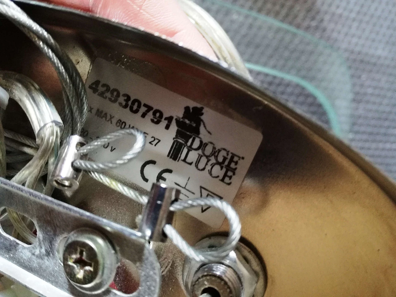 Lampadario con doppio vetro di Doge Luce, anni '90 1244681