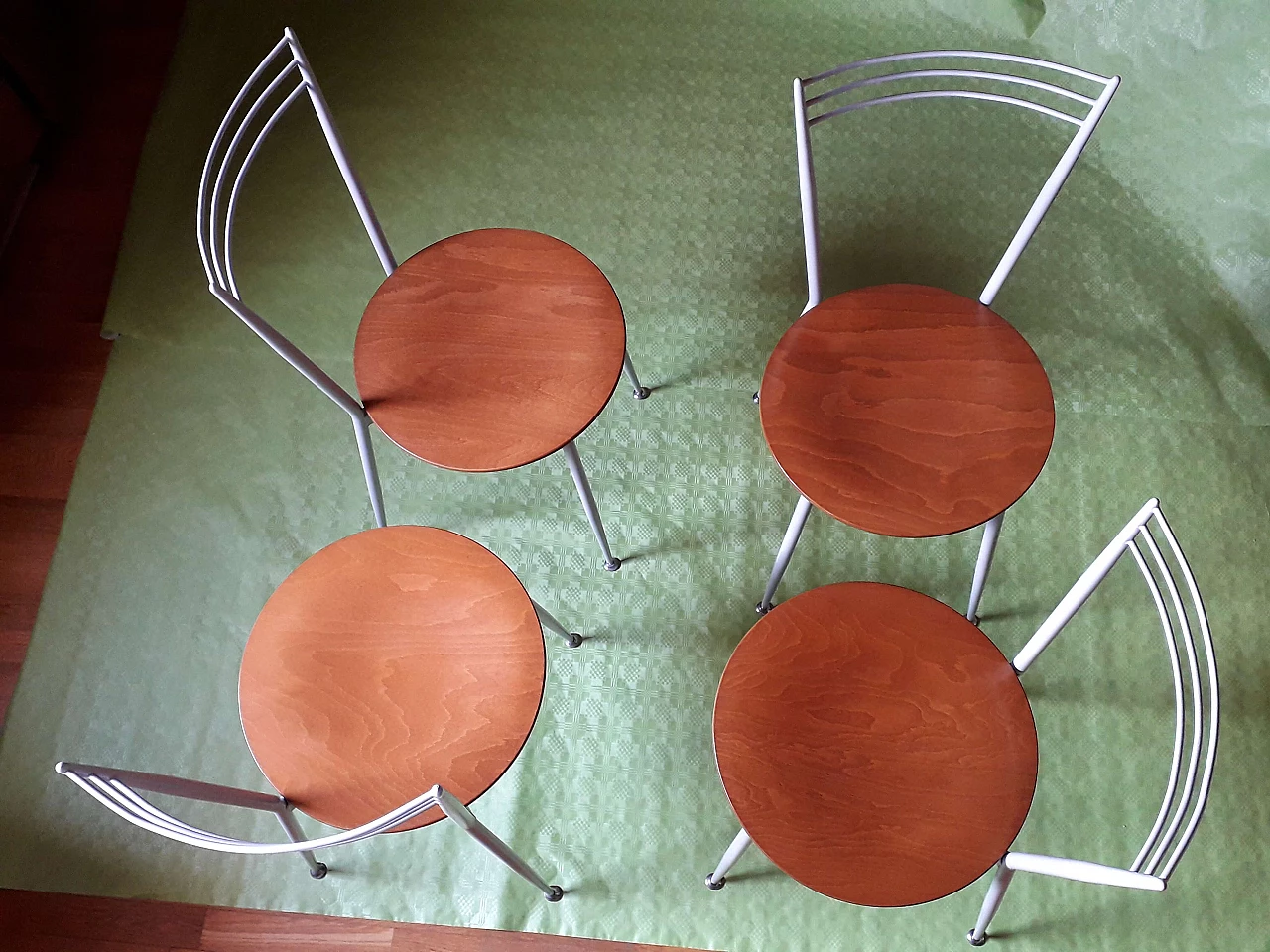 4 Iron and cherry wood dining chairs by Calligaris, 1990s 1244892