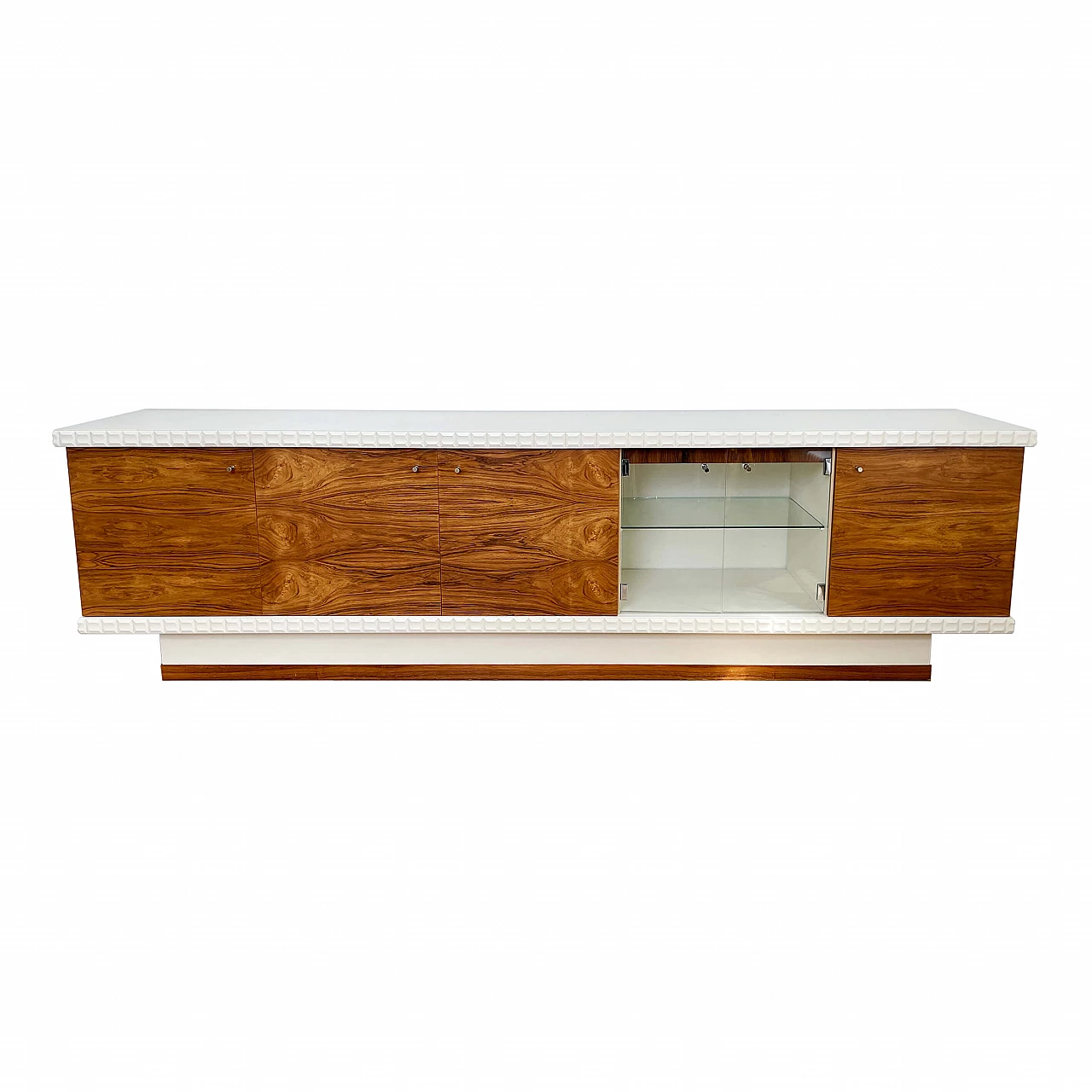Sideboard in rosewood and white lacquer, 70s 1245002