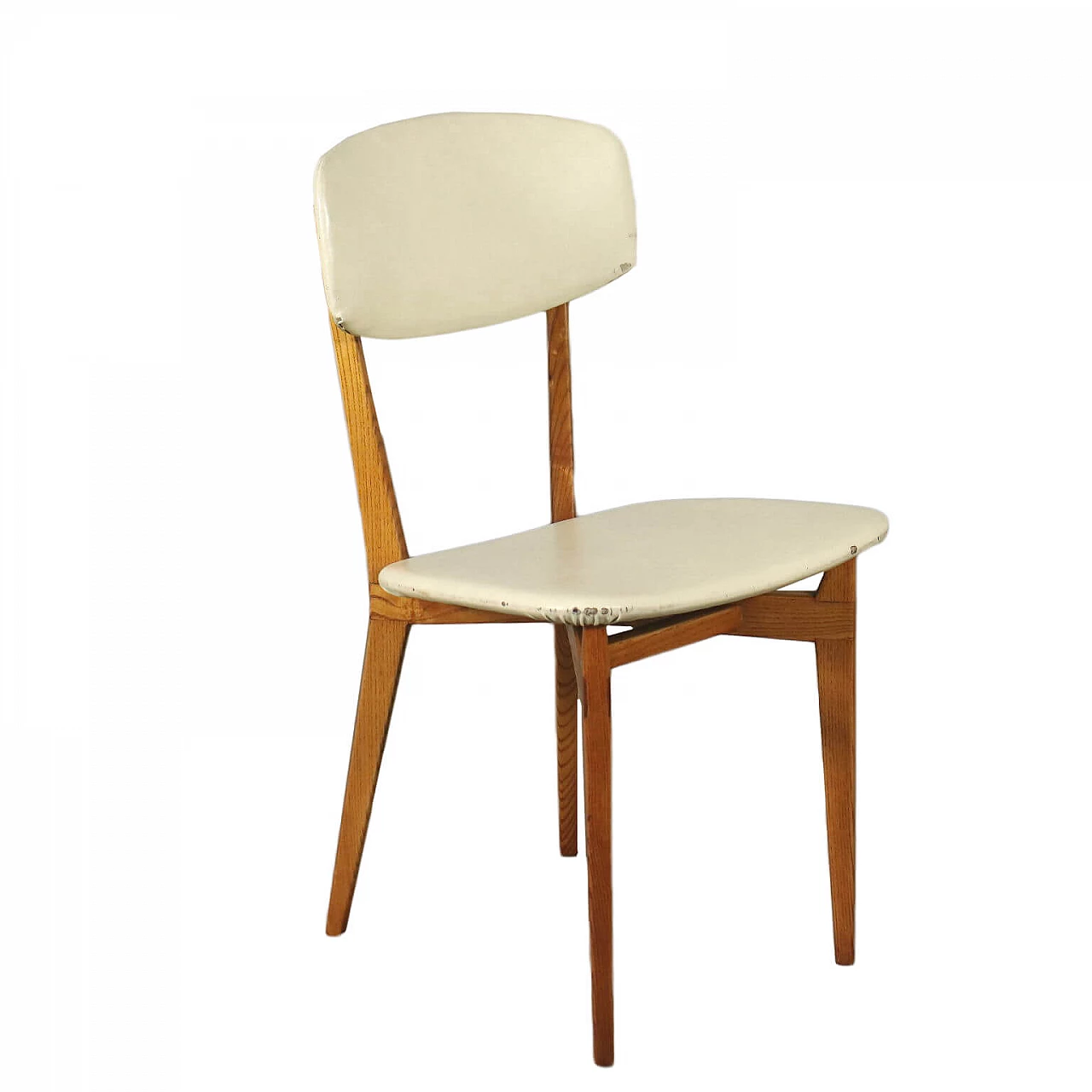 Chair in ash wood and leatherette in the style of Ico Parisi 1245153