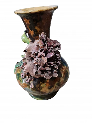 Ceramic floral vase by Prof. Lodi, 1881