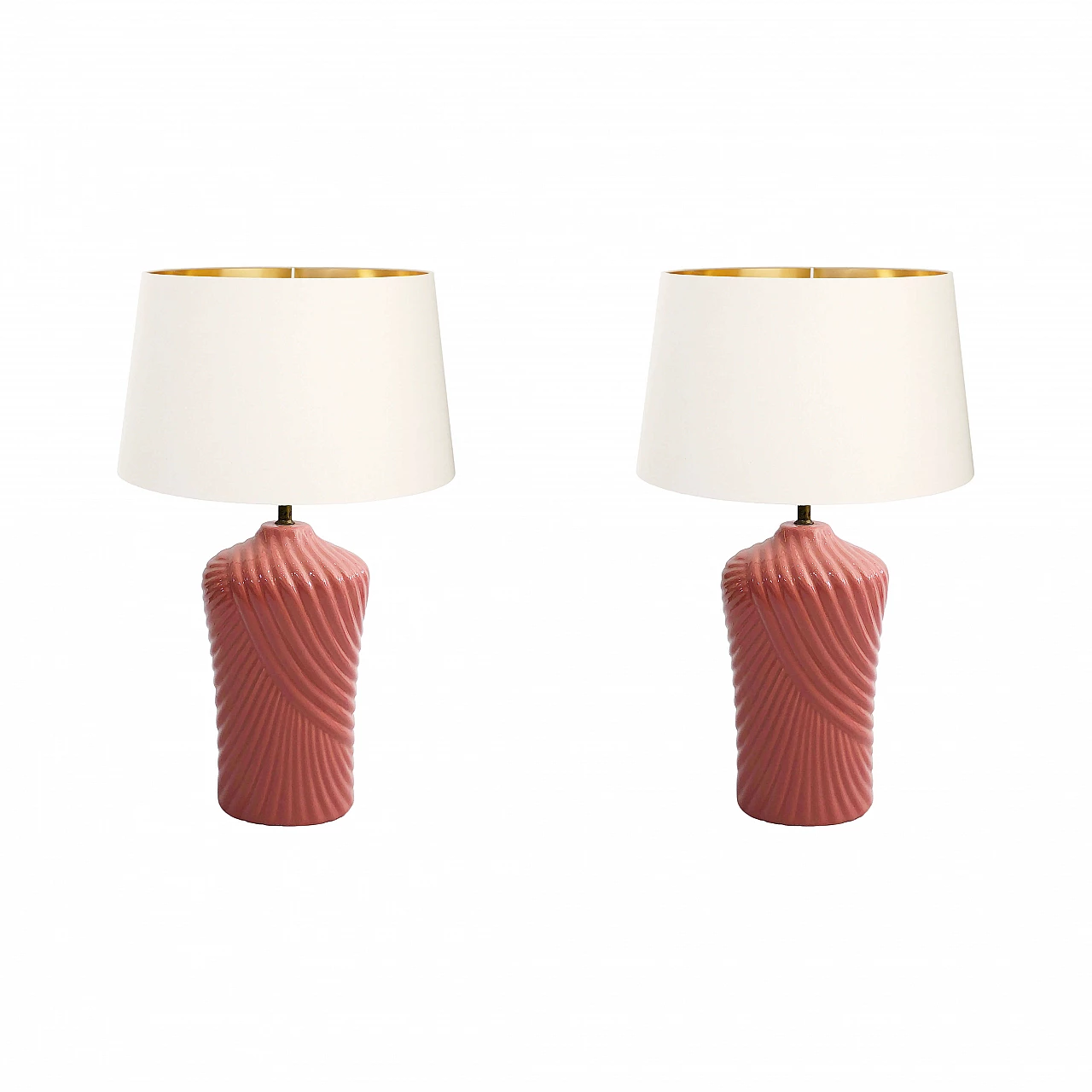 Pair of pink ceramic table lamps, 80s 1245179