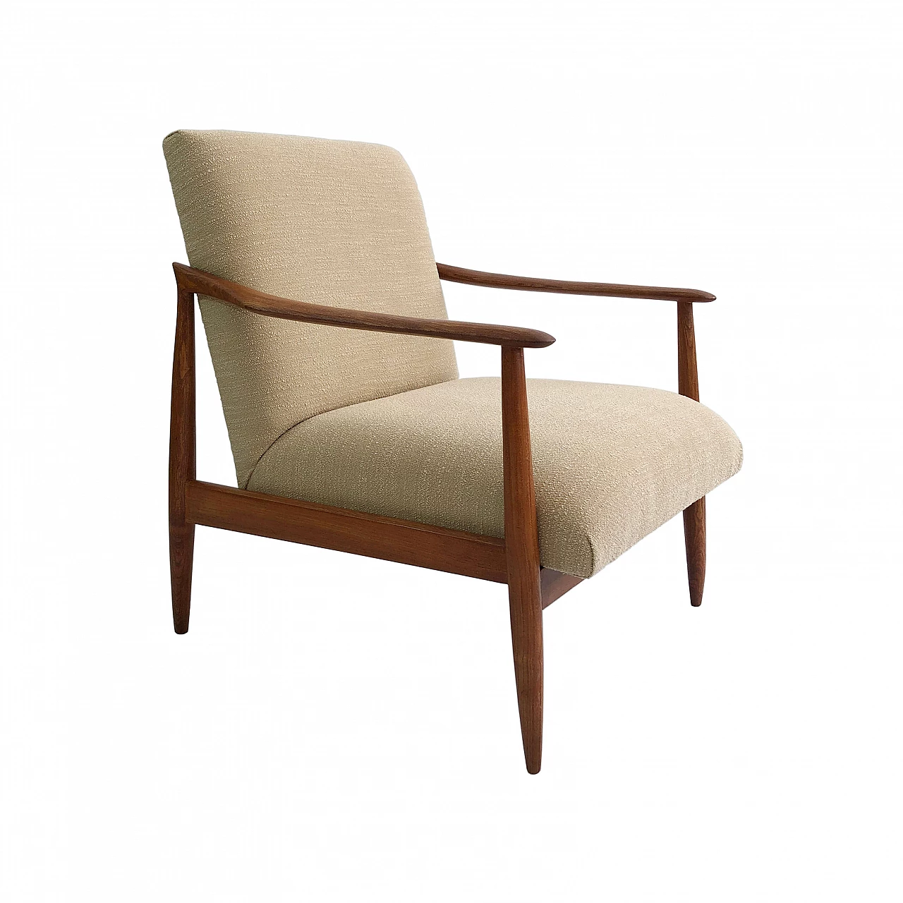 Poltrona in bouclé e teak, anni '60 1245189