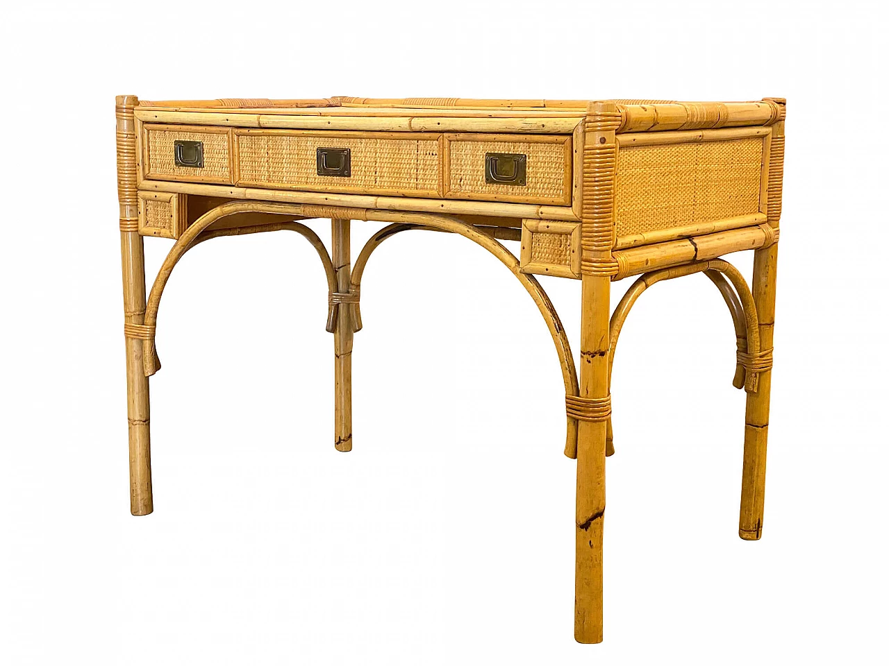 Wicker and bamboo writing desk, 70s 1245204