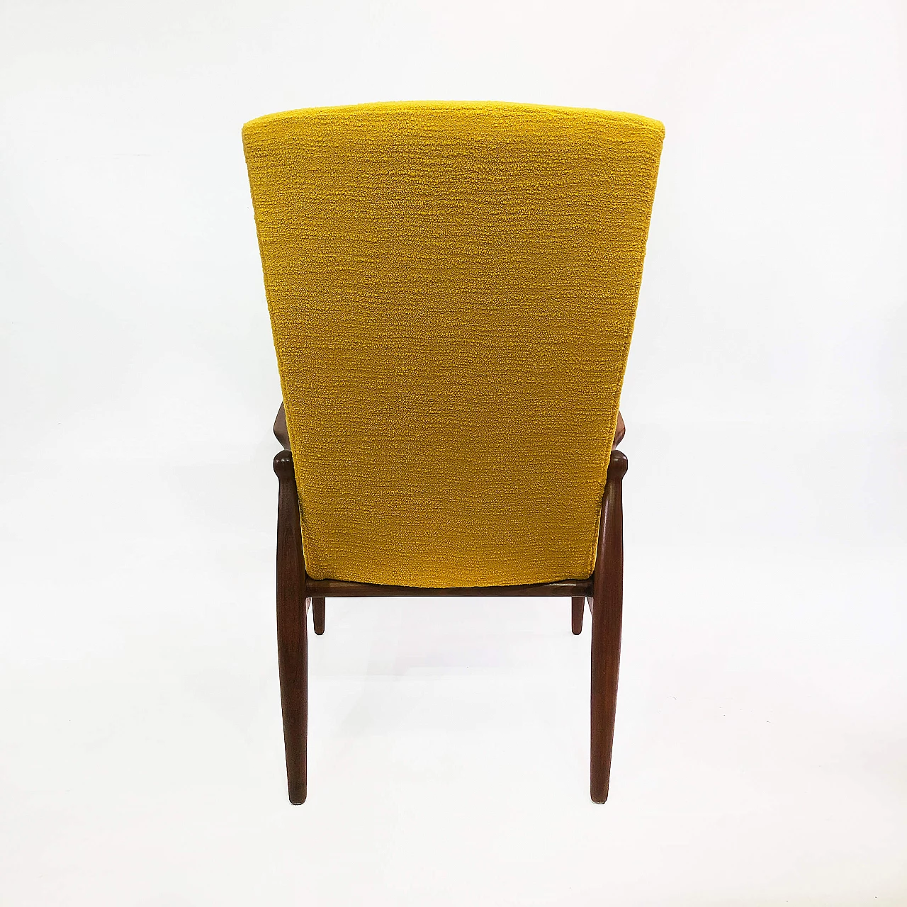 Scandart walnut and bouclé wool armchair, 60s 1245252