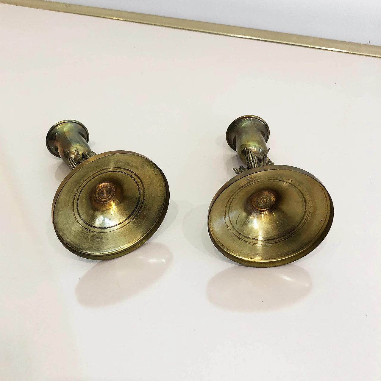 Pair of brass cob candleholders, 70s 1245277