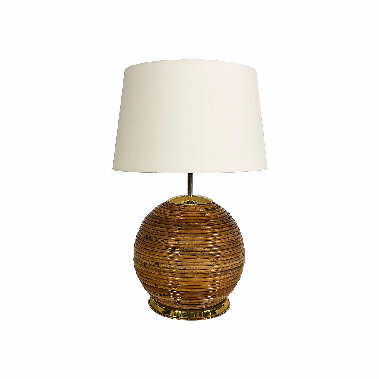 Bamboo and brass table lamp, 70s 1245315