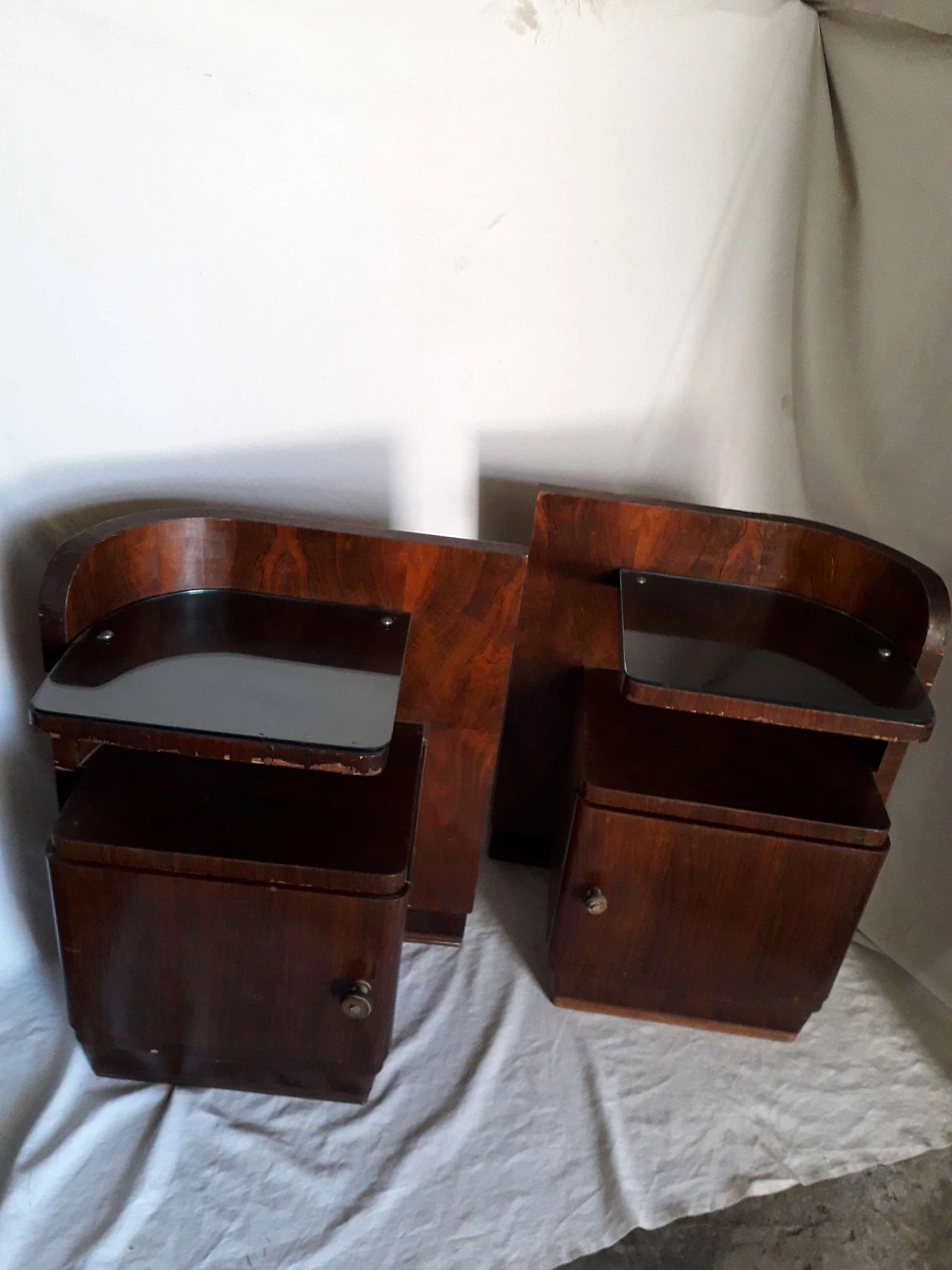 Coppia comodini Art Decò in palissandro, anni '30 1245384