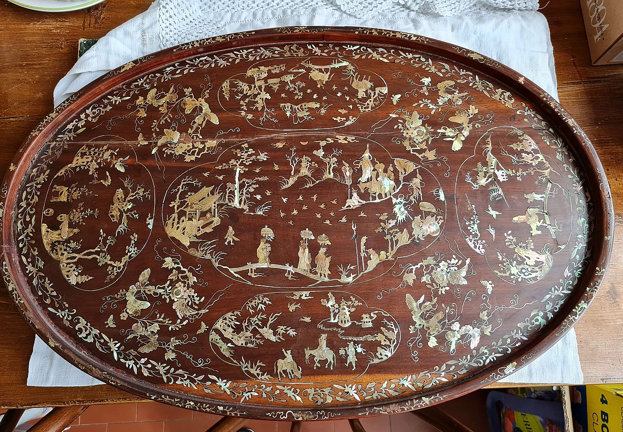 Oriental wooden and mother-of-pearl tray, second half of the 19th century 1245661