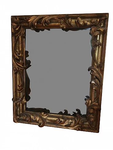 Large mirror in wood and gilded leaf, mid 17th century