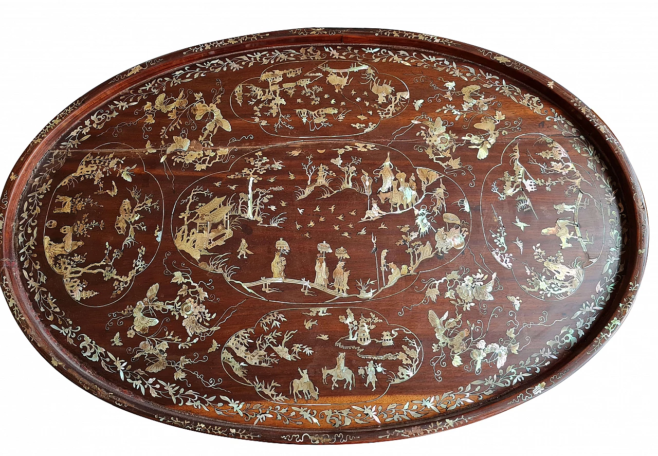 Oriental wooden and mother-of-pearl tray, second half of the 19th century 1245733