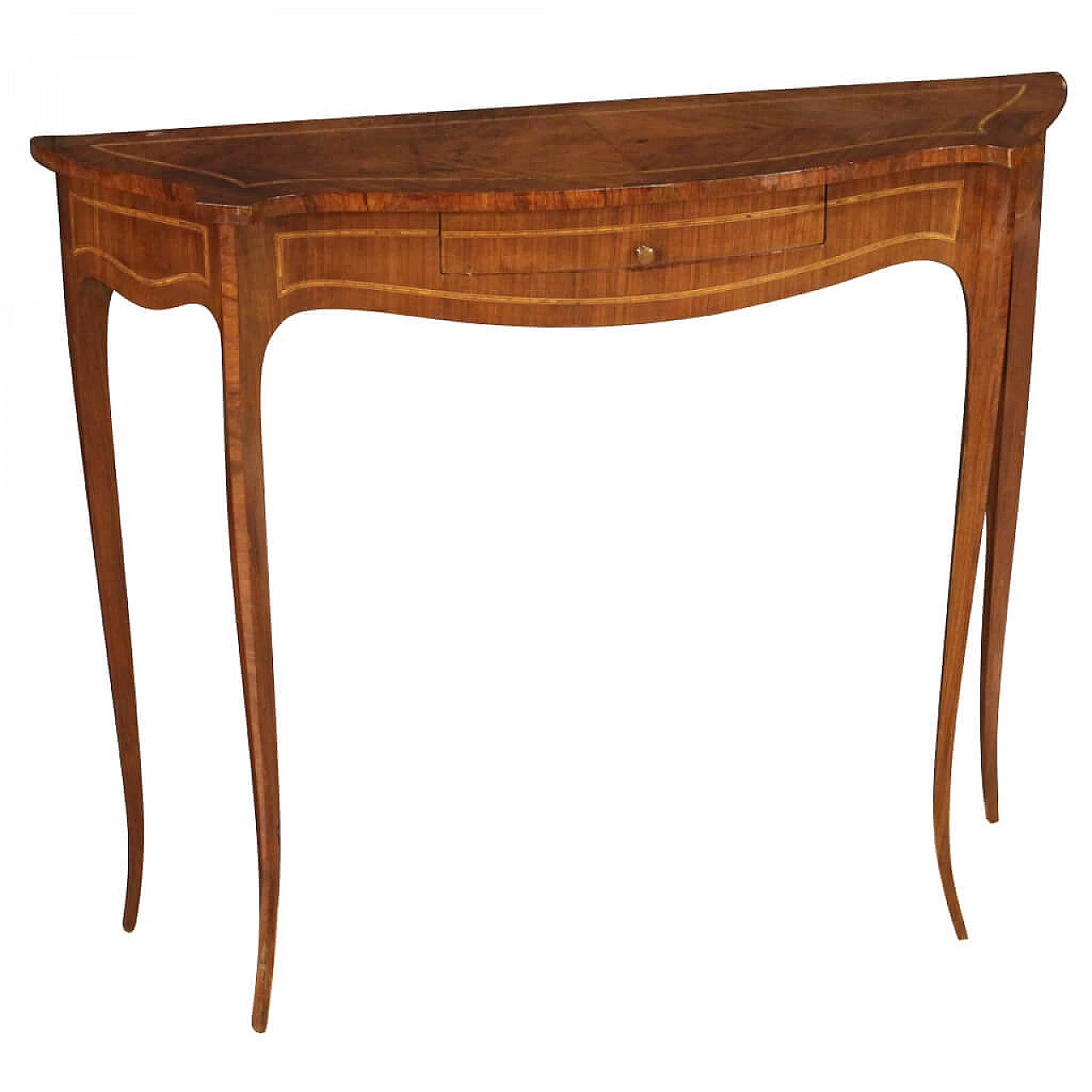 Inlaid wooden wall console table, 60s 1245806