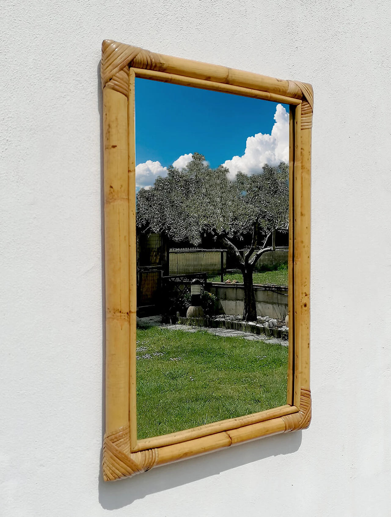 Bamboo and rattan mirror, 70s 1245993
