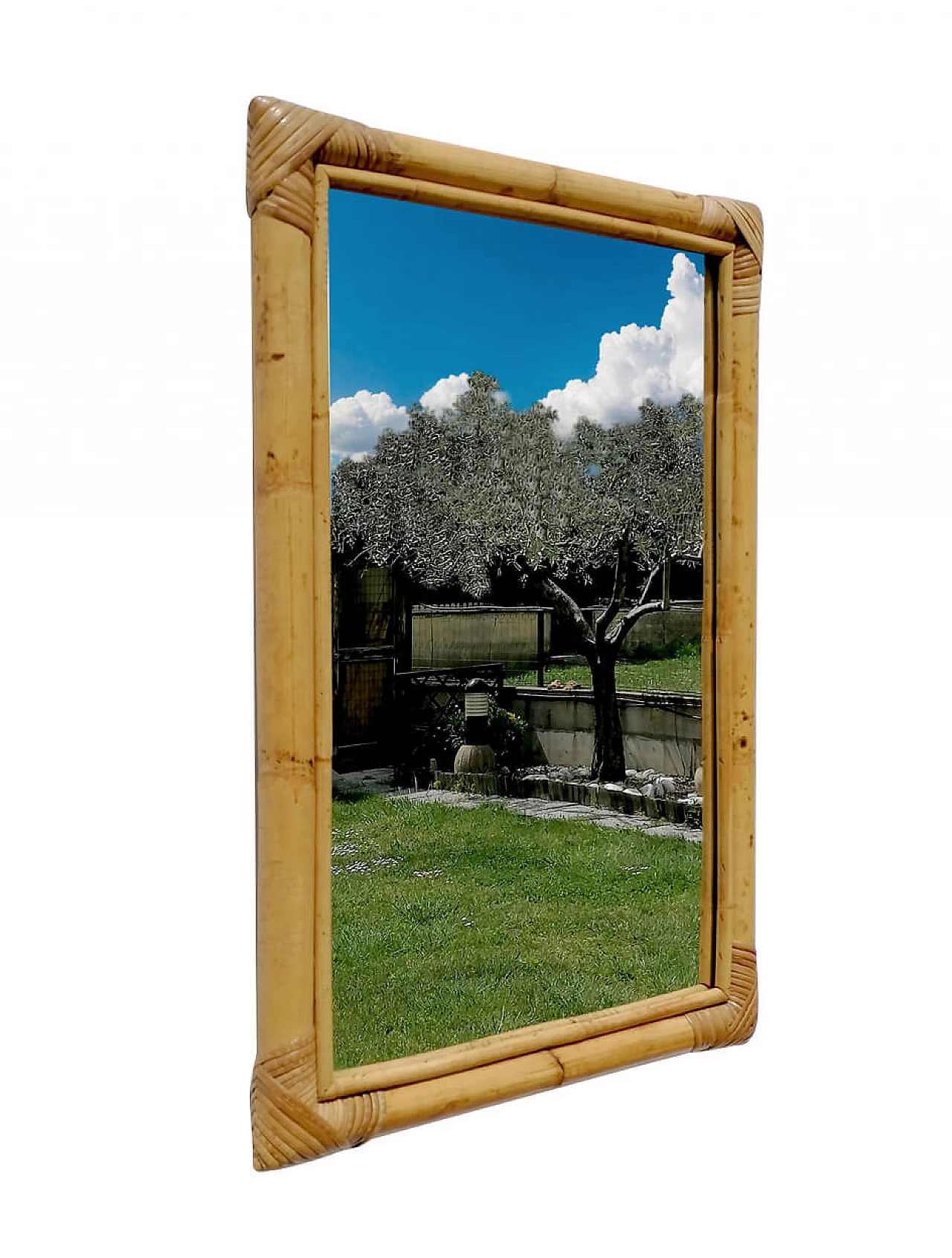 Bamboo and rattan mirror, 70s 1246032