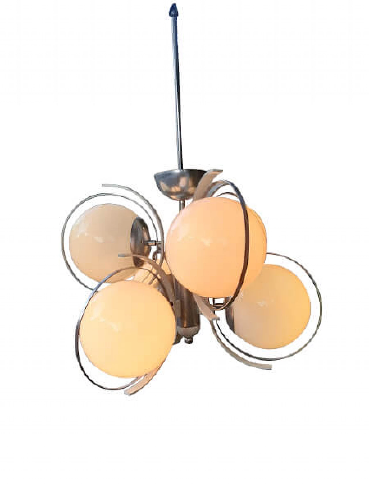 Sputnik chandelier in white glass, 60s 1246054