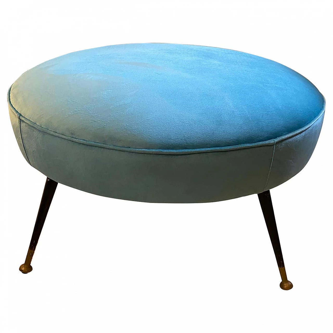 Pouf in velluto e ottone, anni '60 1246340