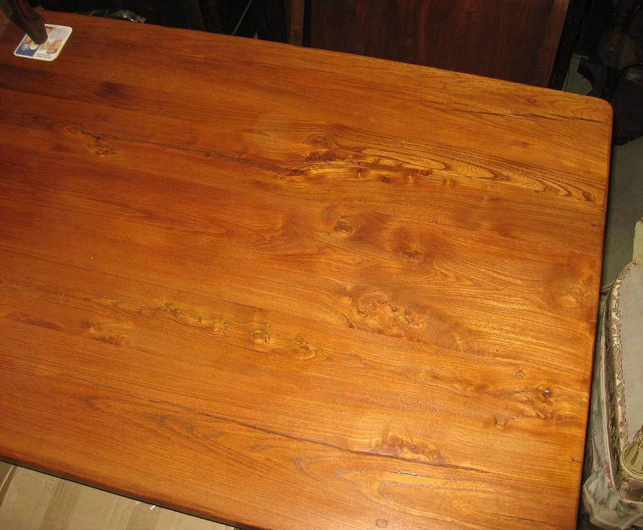 Rectangular antique table in solid elm wood, early '800 1246681