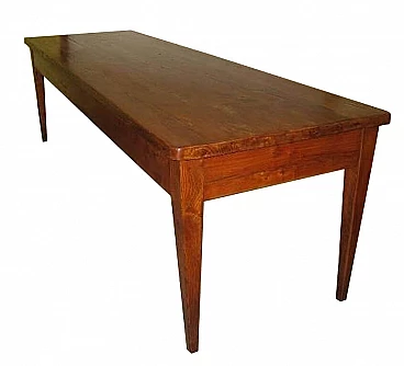 Rectangular antique table in solid elm wood, early '800