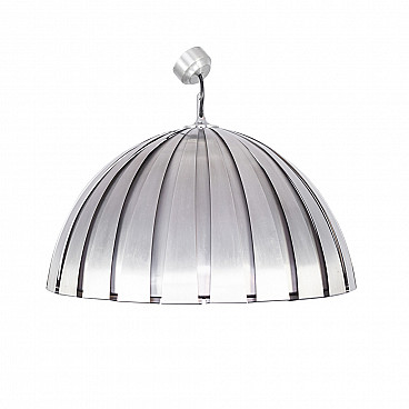 Brushed steel Calotta chandelier by Elio Martinelli for Martinelli Luce, 1960s