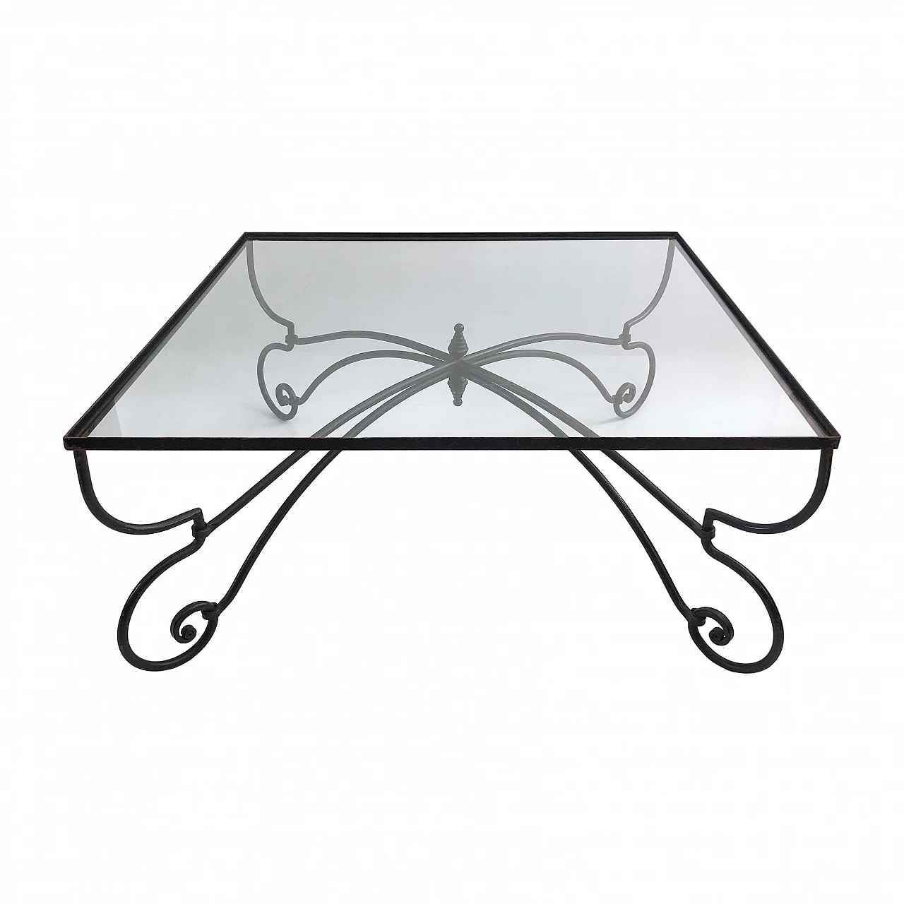 Art Nouveau coffee table in iron and glass, 1940s 1246787