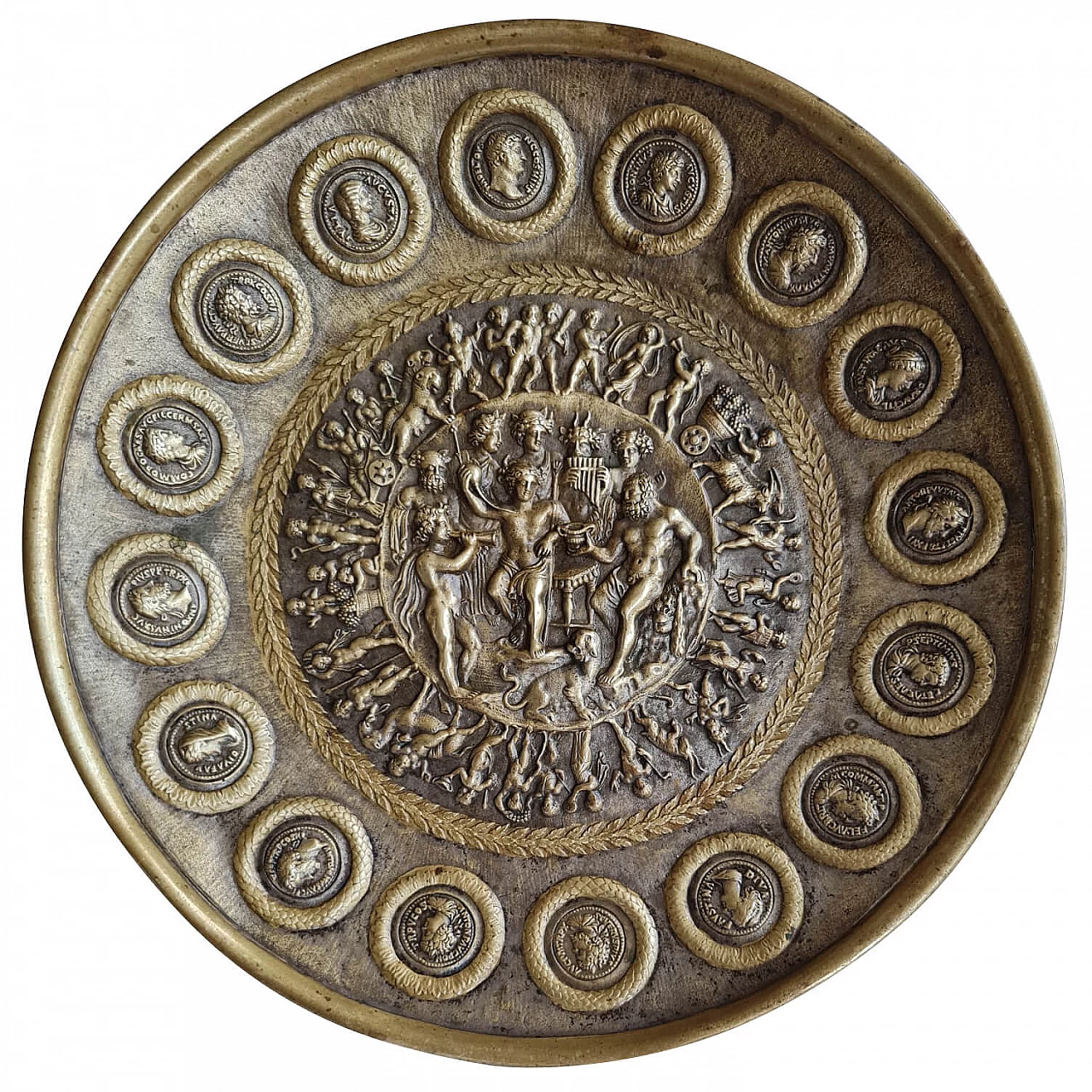 Alzata in bronzo con scene mitologiche di Auguste Delafontaine, '800 1246875