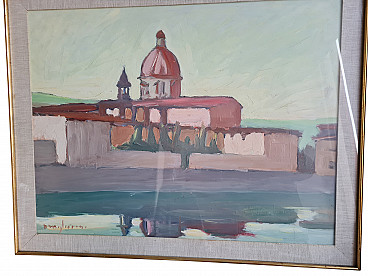 Oil on faesite Florence, Church of Cestello sull'Arno by Dino Migliorini