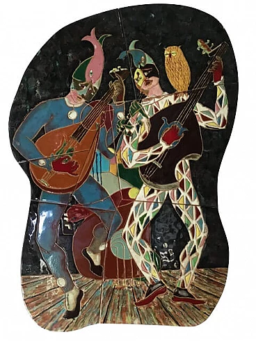 Pannello decorativo con Arlecchino, anni '40