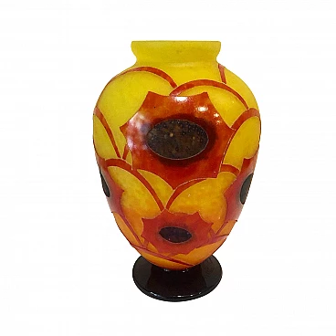 Art Deco Cosmos vase by Le Verre Français, 20s
