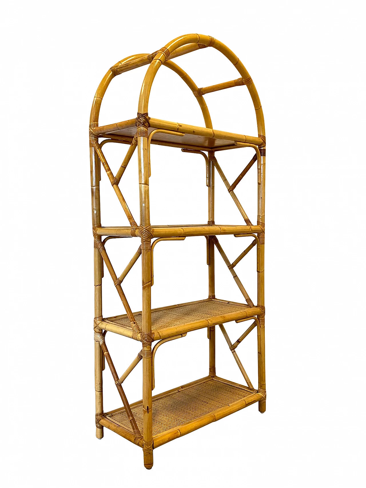 Bookcase in bamboo and wicker, 70s 1247066