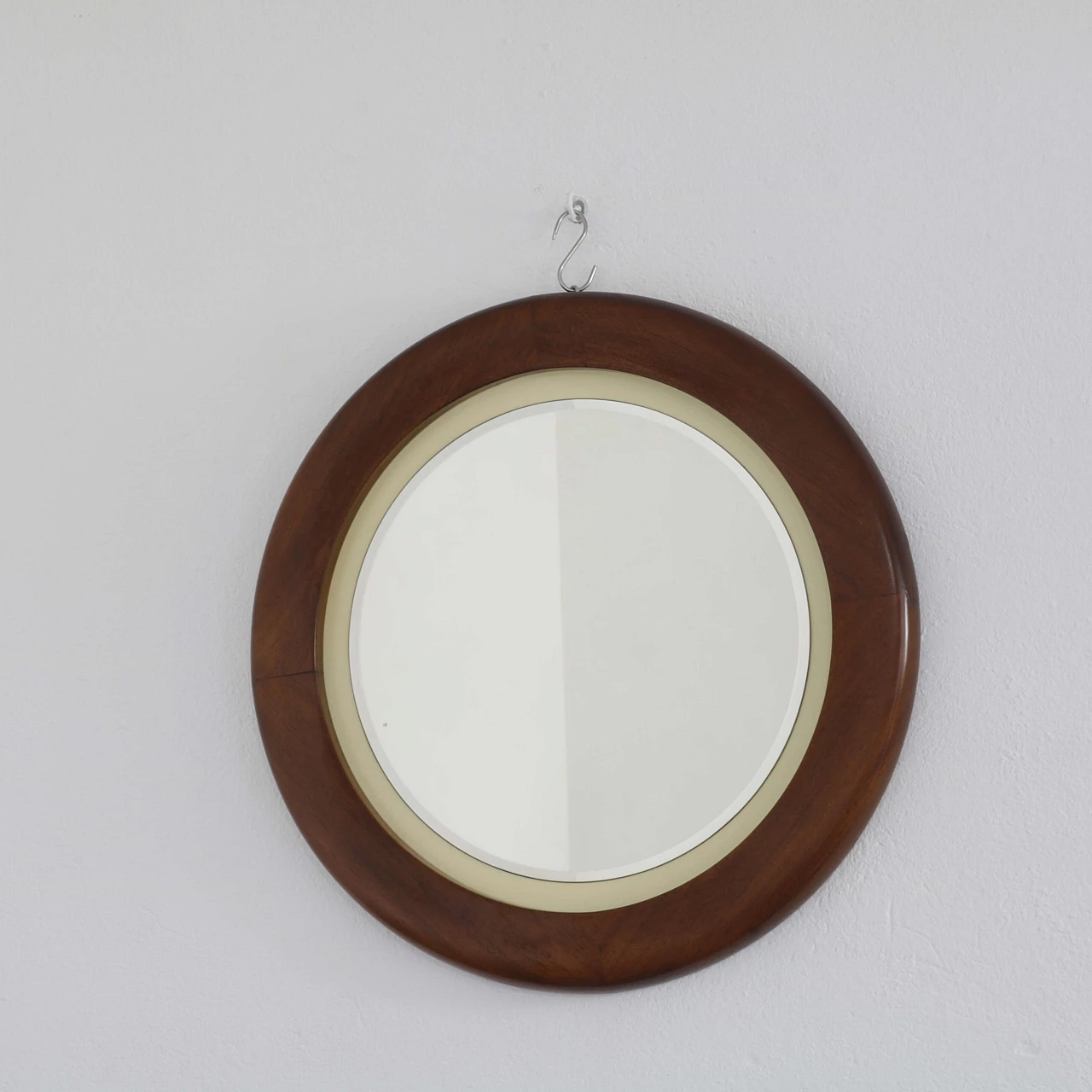 Specchio con cornice in legno, anni '70 1247217