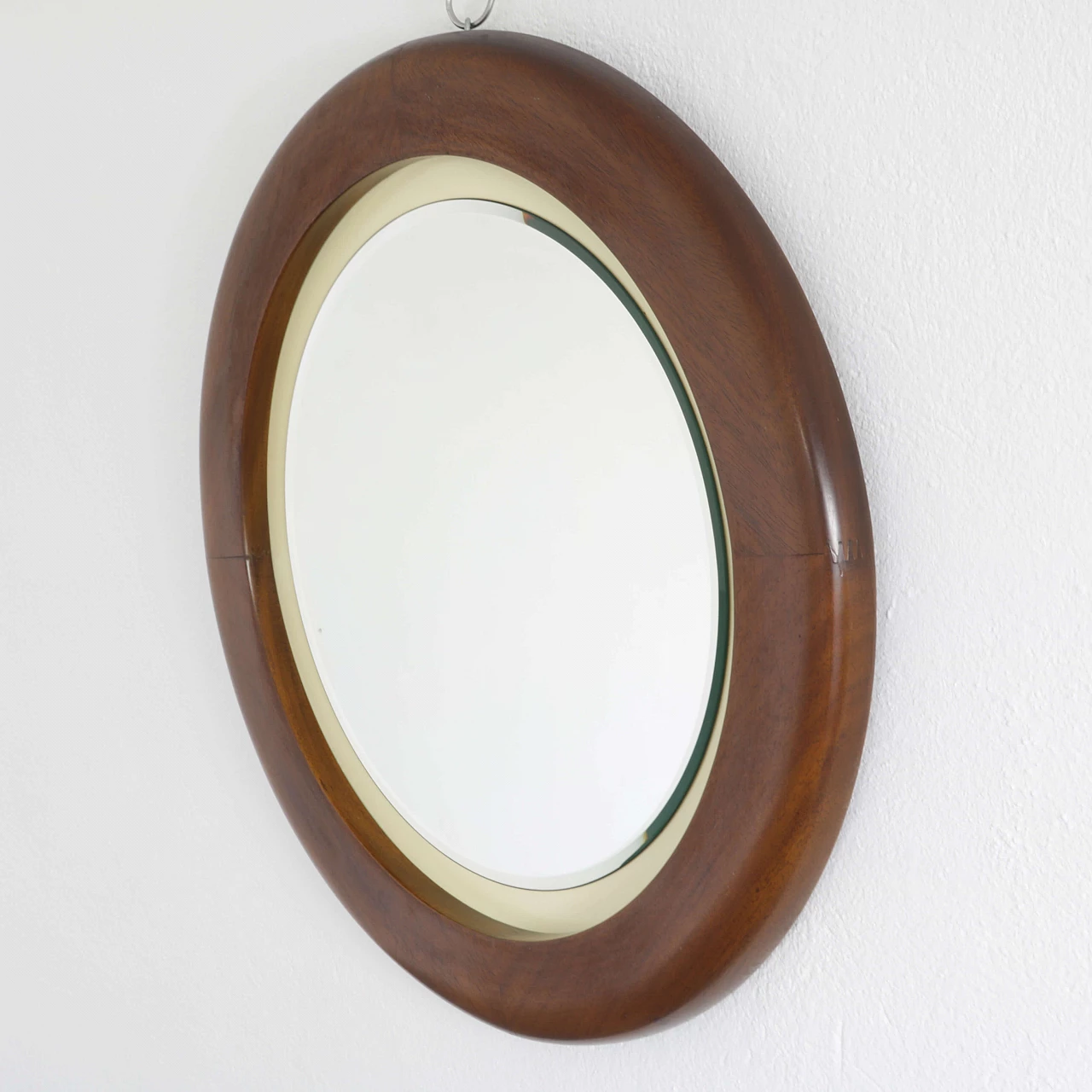 Specchio con cornice in legno, anni '70 1247221