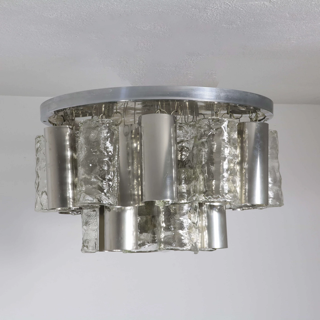 Chandelier by Zeroquattro in glass and metal, 70s 1247638