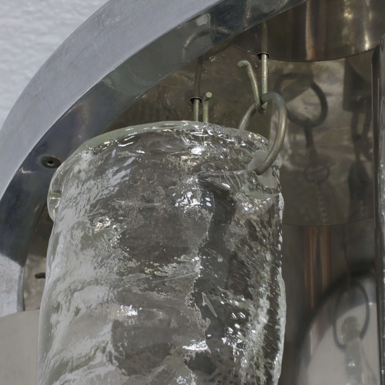 Lampadario di Zeroquattro in vetro e metallo, anni '70 1247644