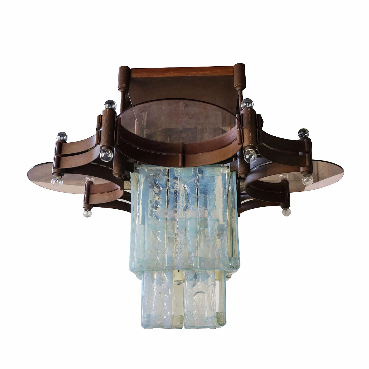 Large chandelier in Mazzega glass and metal, 40s 1247795