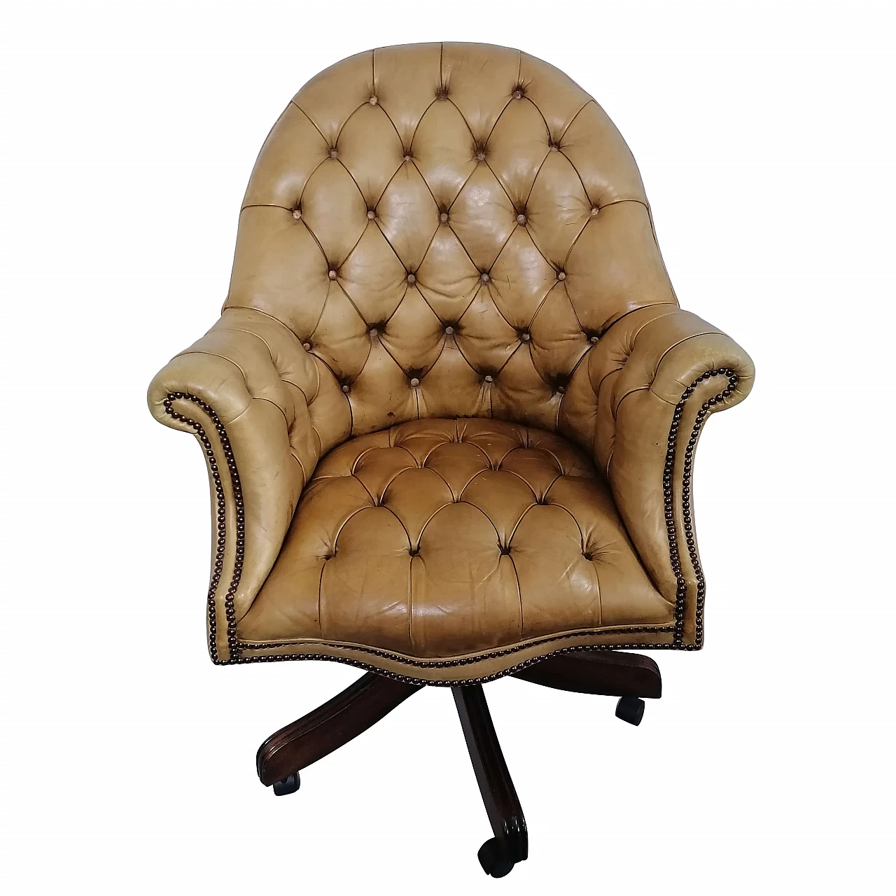 Chesterfield President armchair in tobacco leather, 80s 1247942
