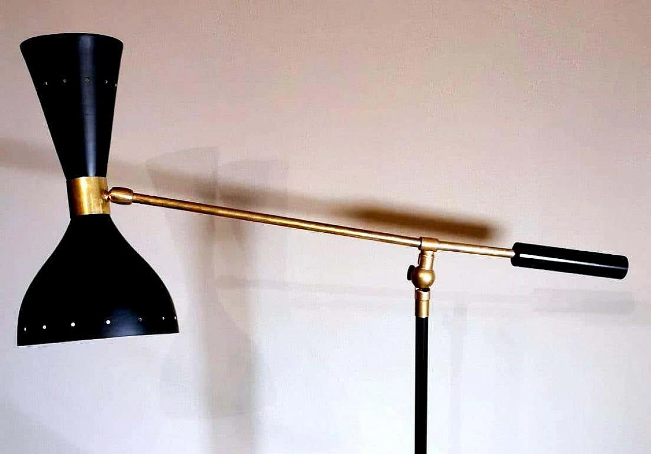 Diabolo by Stilnovo style table lamp in brass with base in Carrara marble, 60s 1247973