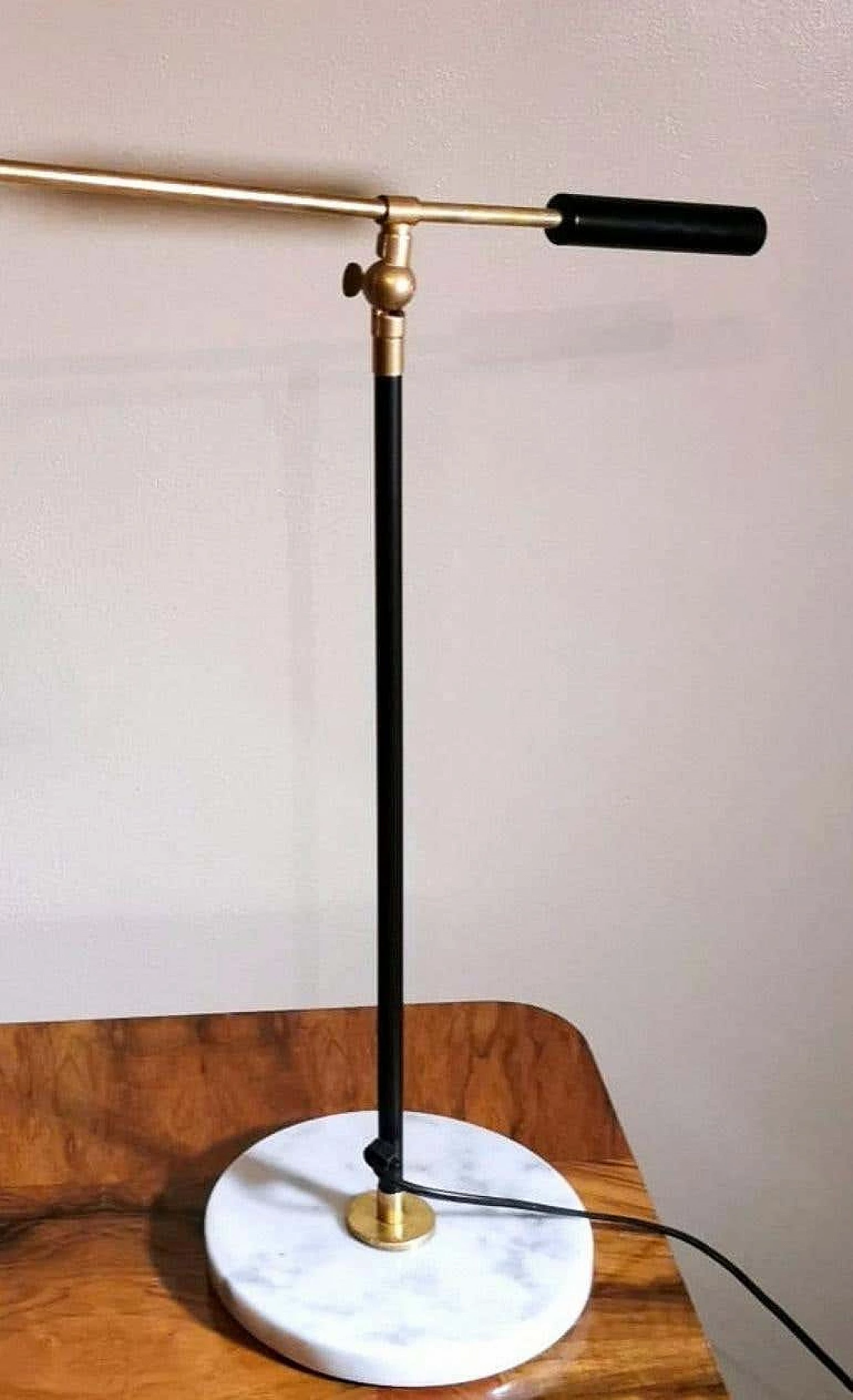 Diabolo by Stilnovo style table lamp in brass with base in Carrara marble, 60s 1247975