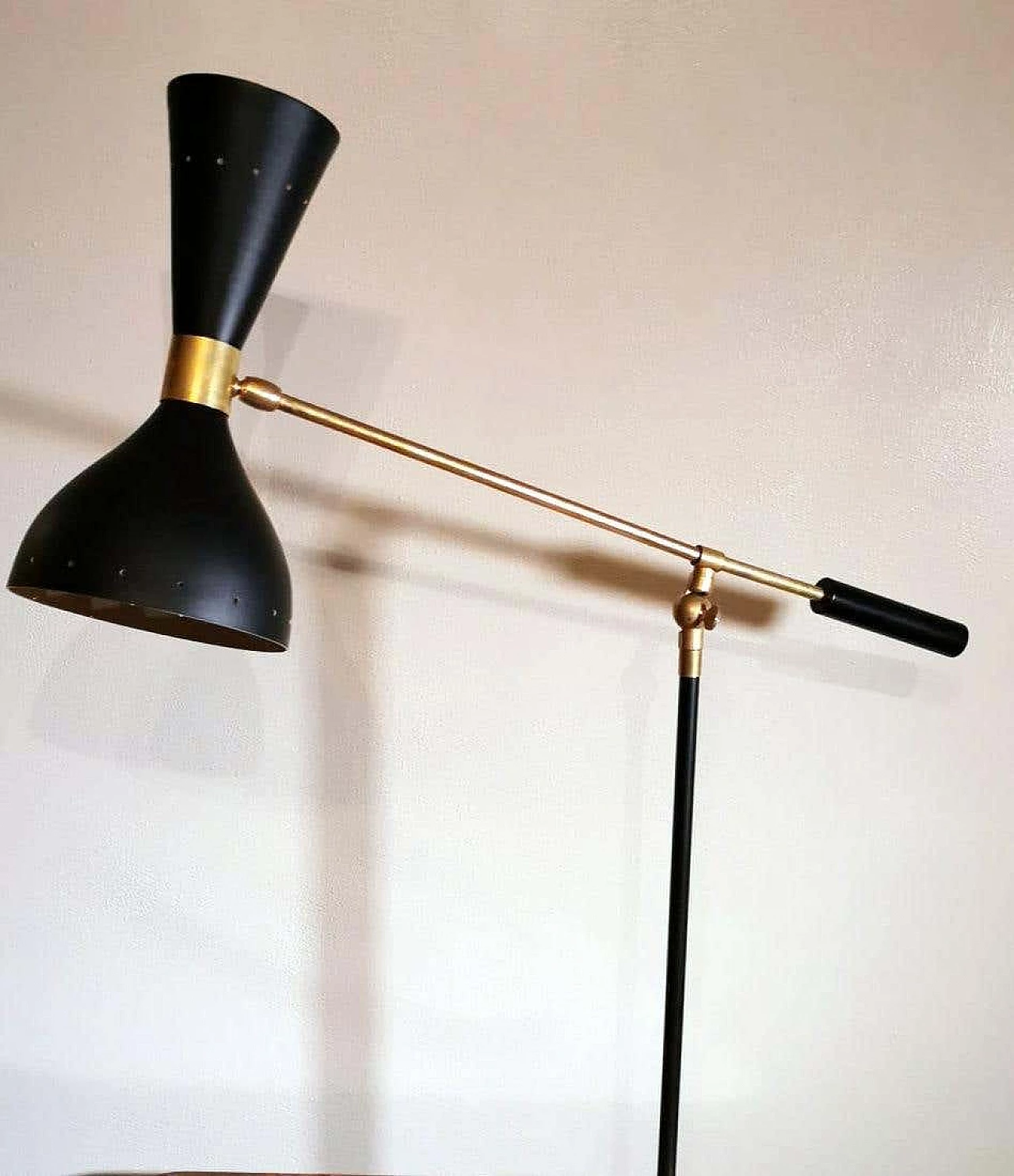 Diabolo by Stilnovo style table lamp in brass with base in Carrara marble, 60s 1247976