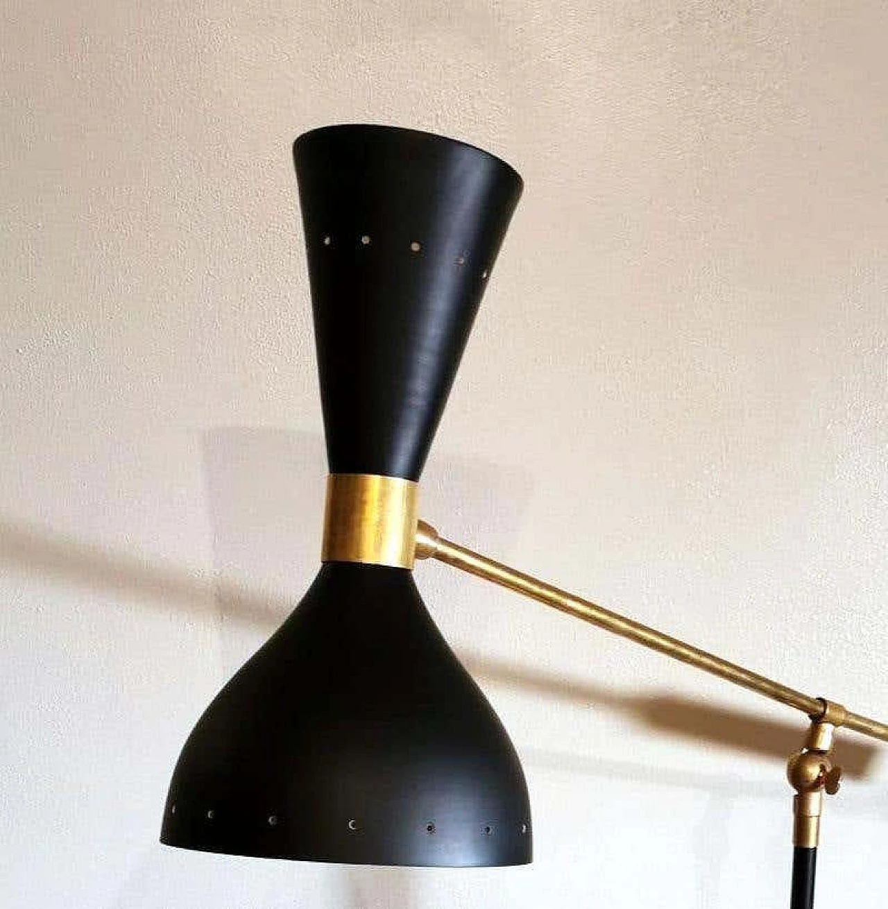 Diabolo by Stilnovo style table lamp in brass with base in Carrara marble, 60s 1247977