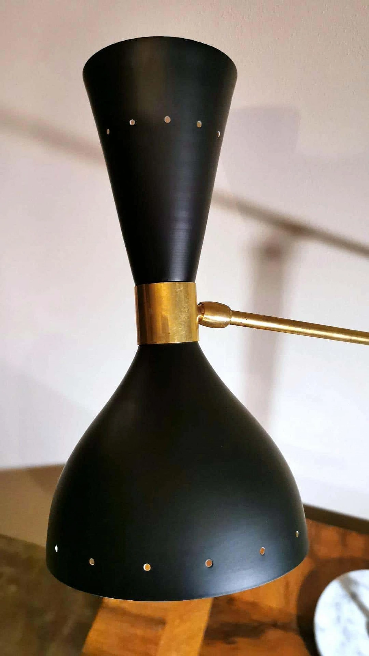 Diabolo by Stilnovo style table lamp in brass with base in Carrara marble, 60s 1247978