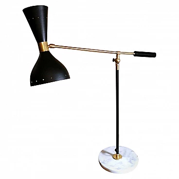 Diabolo by Stilnovo style table lamp in brass with base in Carrara marble, 60s