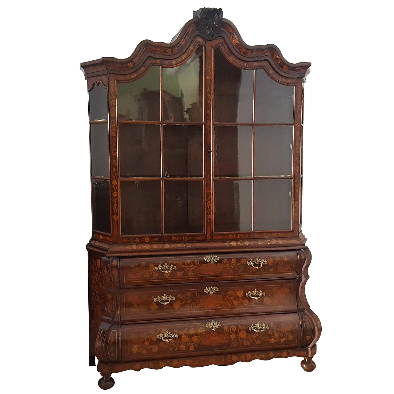 Louis XV inlaid walnut showcase, 18th century 1248313