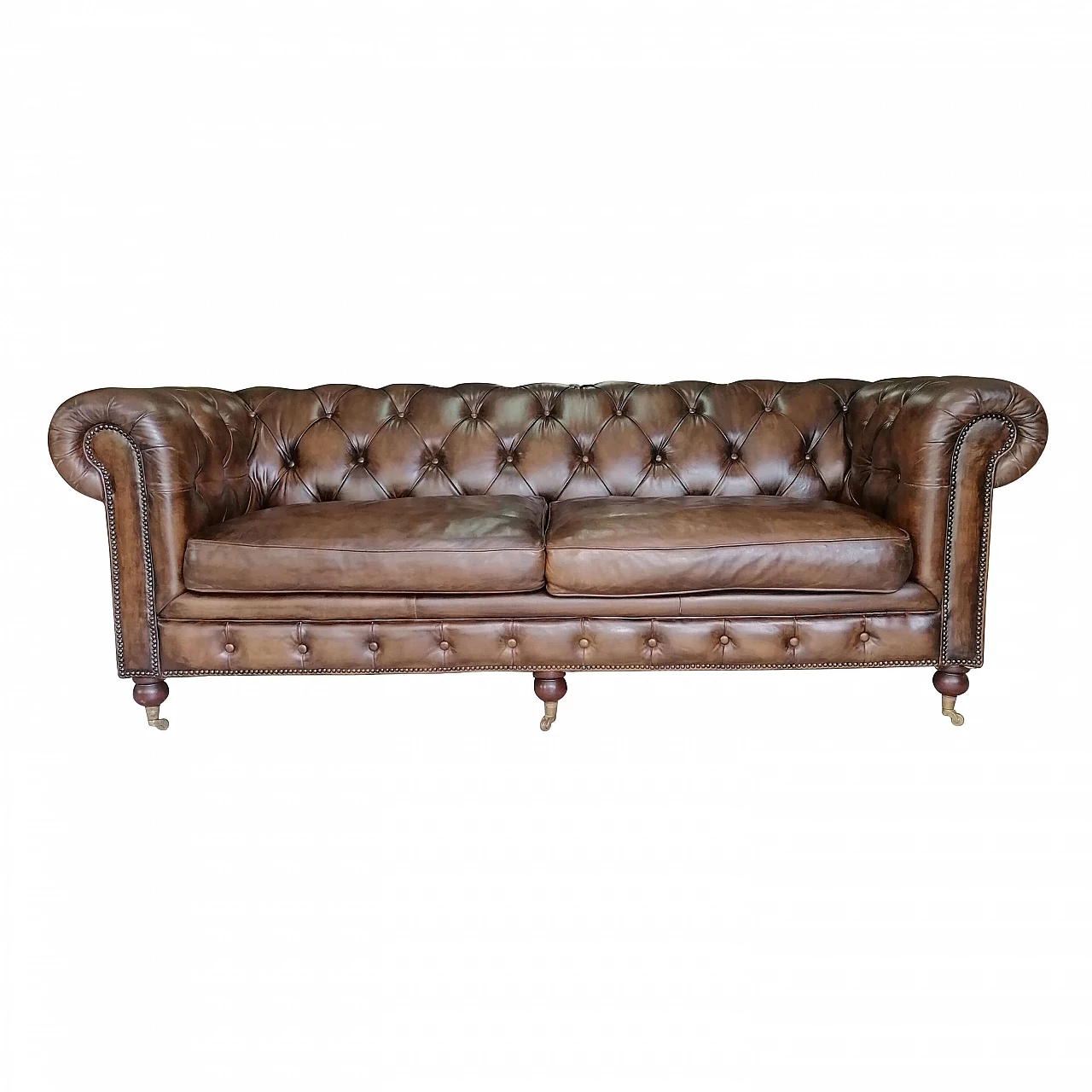 Club three seater chesterfield sofa in antiqued leather 1248315