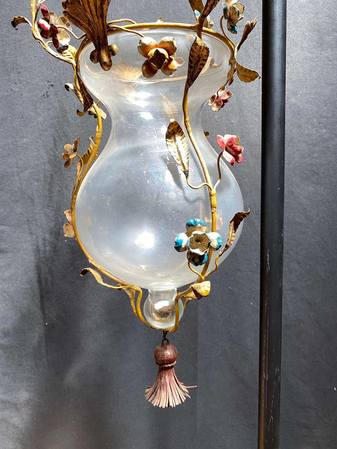 Coppia di lanterne in vetro e ottone, anni '40 1248474