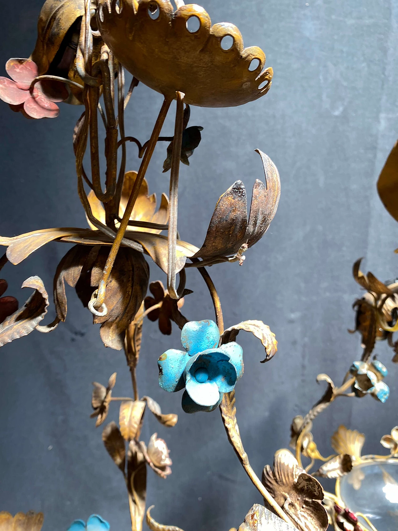 Coppia di lanterne in vetro e ottone, anni '40 1248475