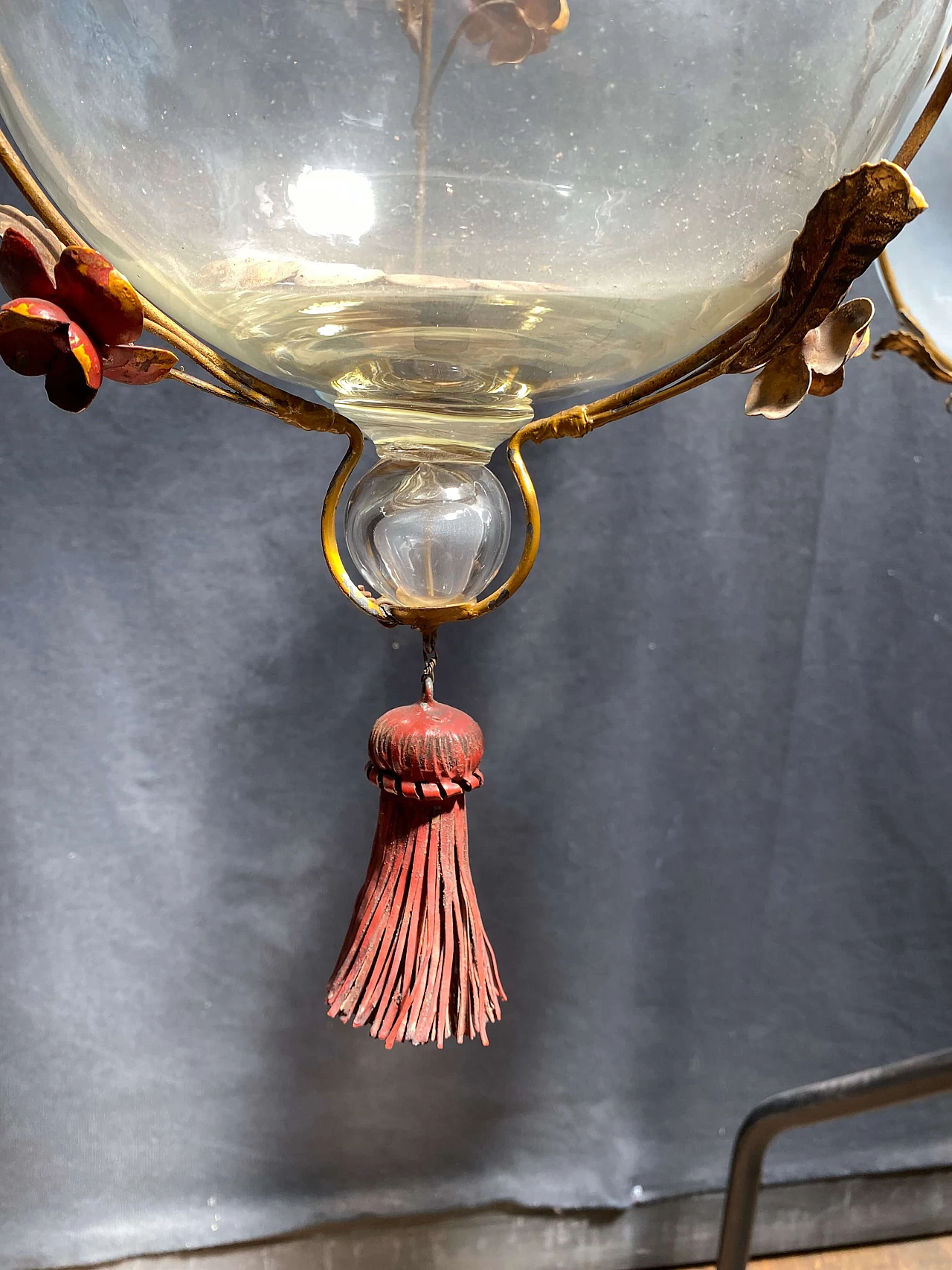 Coppia di lanterne in vetro e ottone, anni '40 1248477